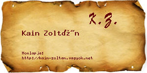 Kain Zoltán névjegykártya